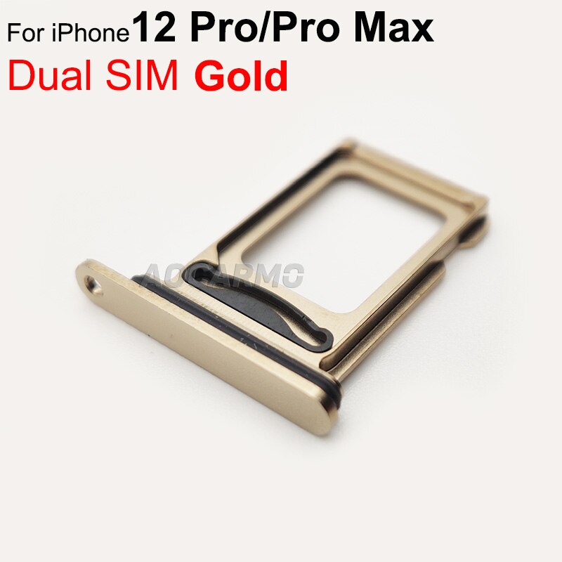 Aocarmo Sim-kaart Voor Iphone 12 Pro/Pro Max Enkele Dual Sim Metalen Plastic Nano Sim Tray Microsd Slot houder: Dual------Gold