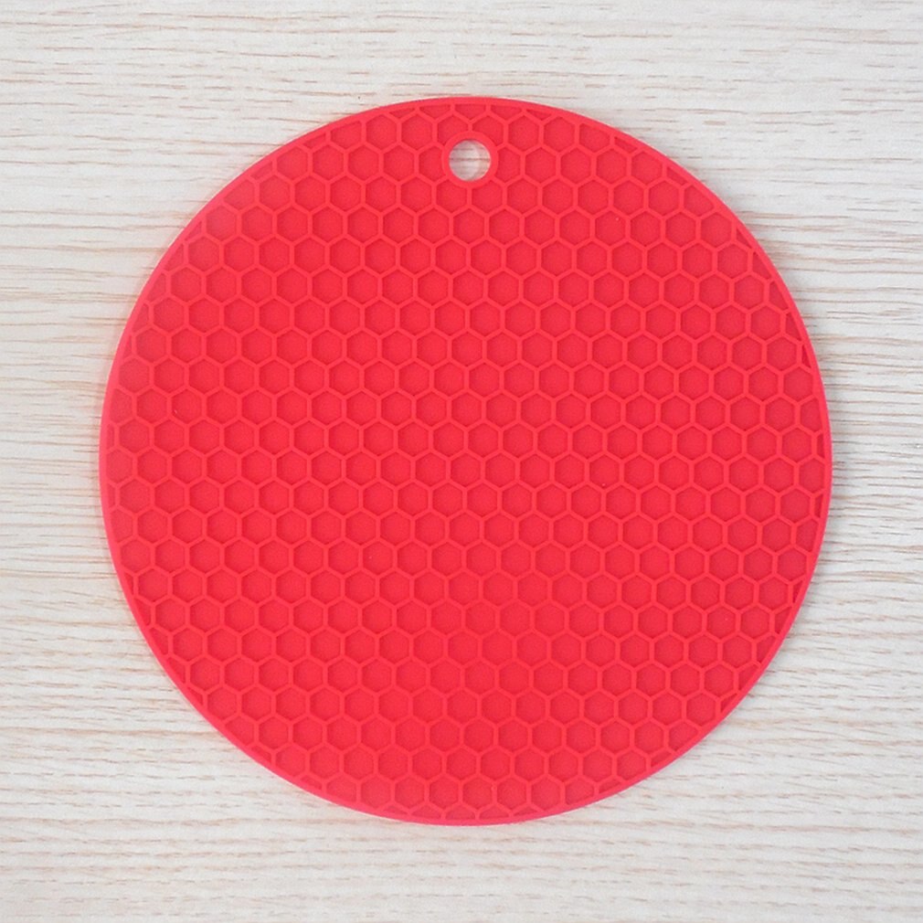 Multi-use Round Silicone Non-slip Heat Resistant Mat Hang Tableware Coaster Cushion Placemat Pot Holder: A