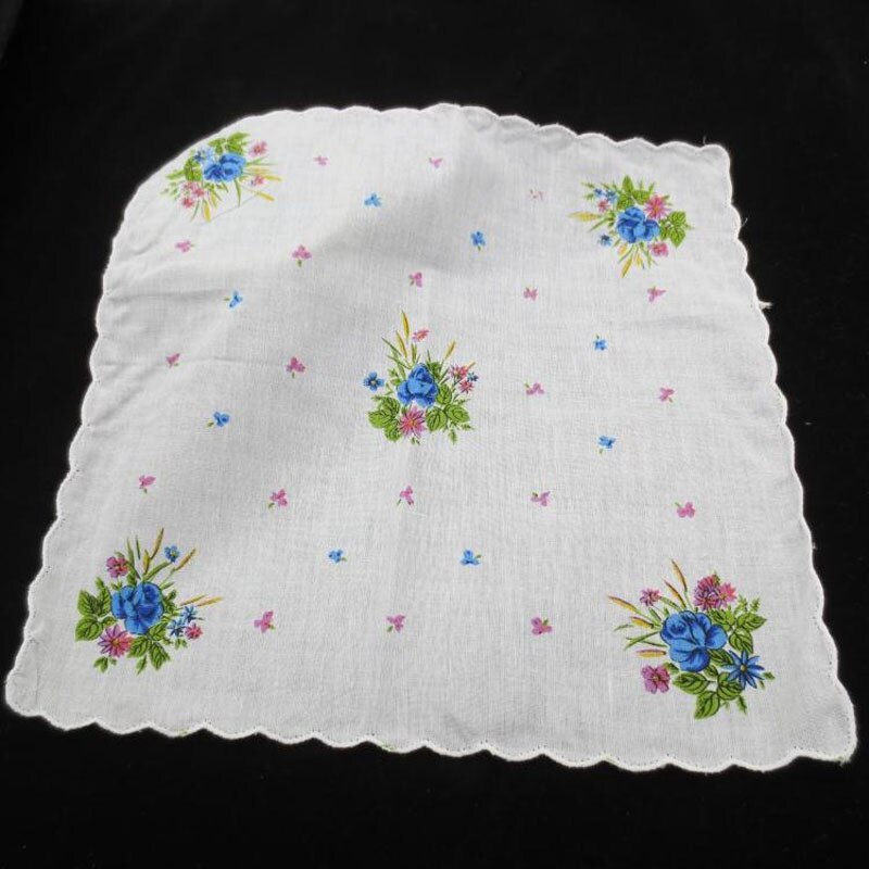 Vintage hvid dame blonder firkantet lommetørklæde bomuld blomster kvinder børn print ansigt håndklæder hanky bryllup 10 stk/parti