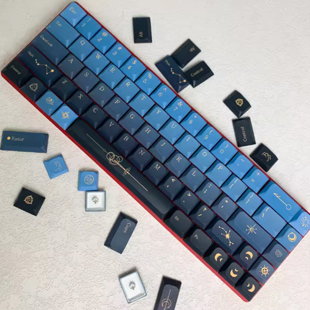 JWA-Capuchons de touches MX PBT ultra-minces, profil bas, océan nickel é d'étoiles, 61/64/75/87/96
