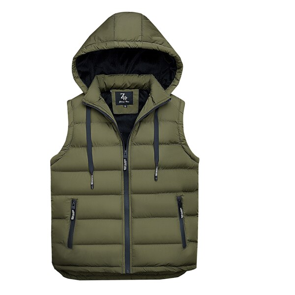 Herfst Mouwloze hoodie vest Mannen Mode Vest voor mannen Winter fleece Warm capuchon Plus Size M-XXXL 1860: Army Green / M