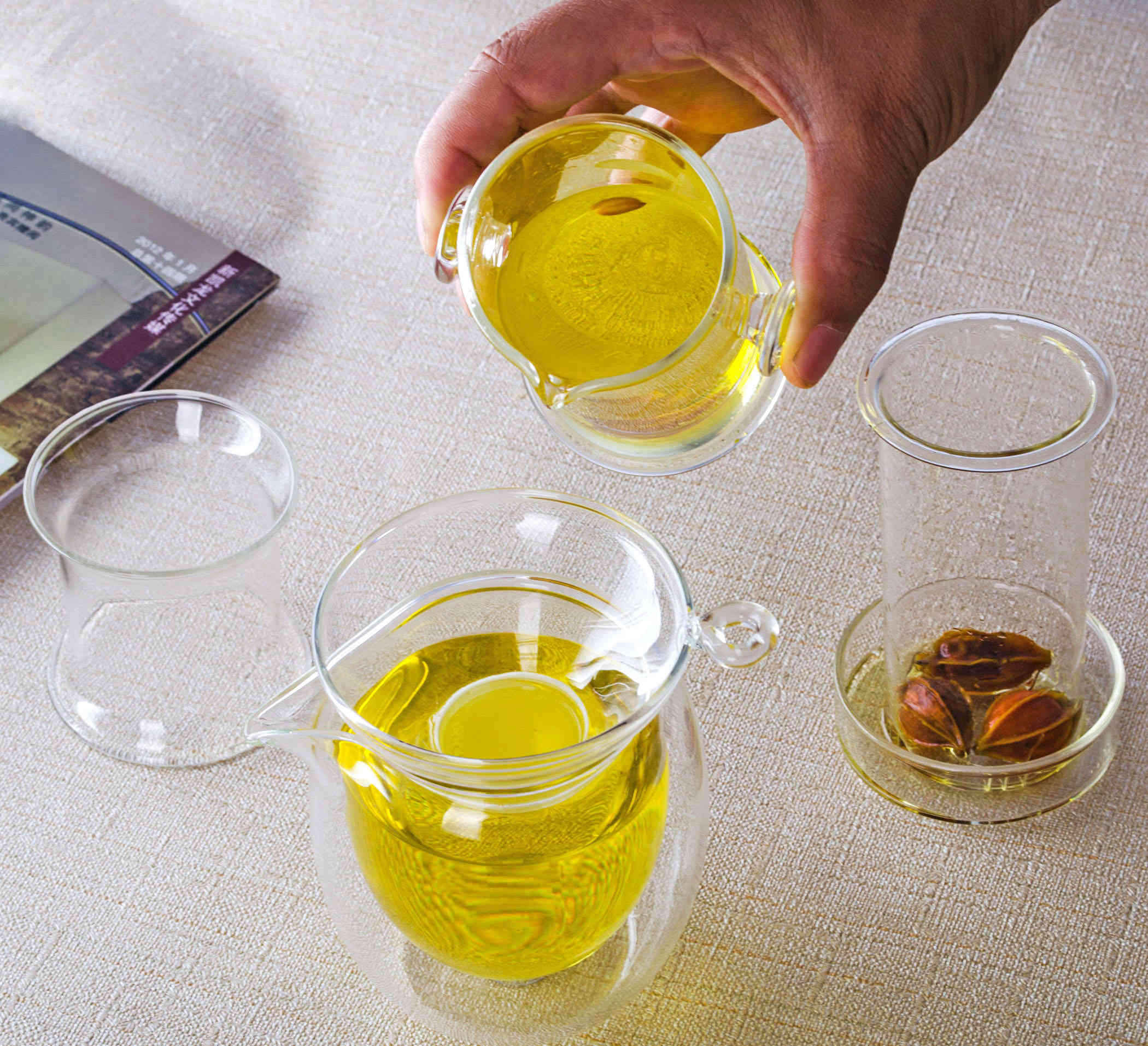 Gongfu Thee Set Mini Theepot &amp; Filter &amp; Chahai Pitcher &amp; 6 Dubbele Wand Kopjes