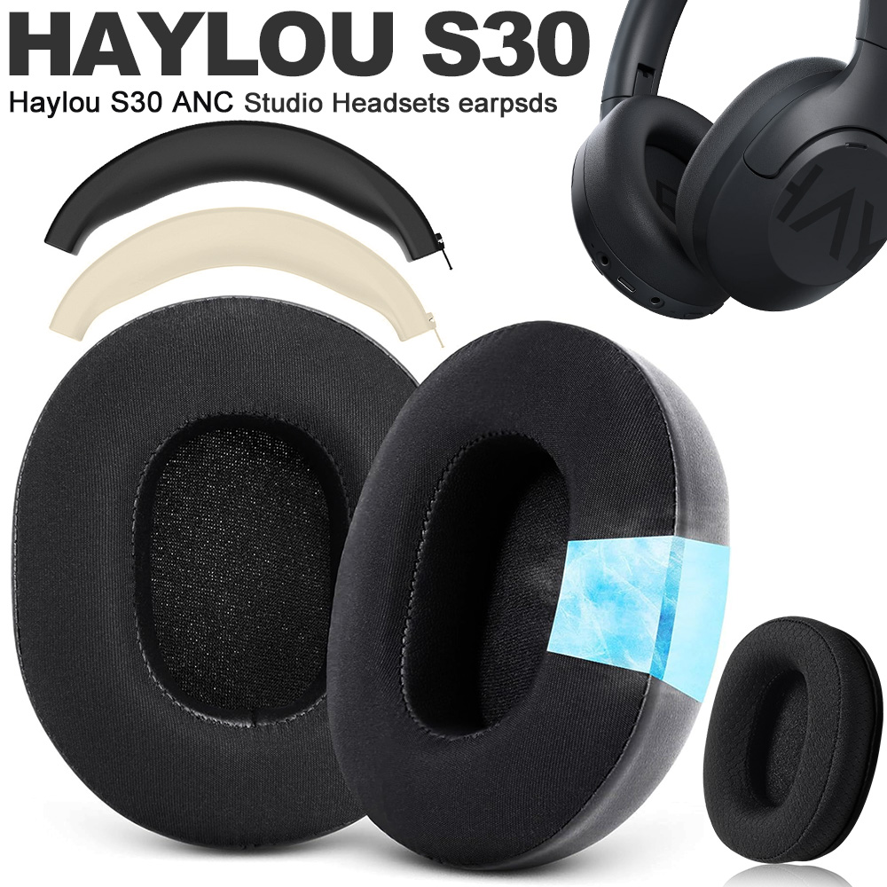 Almohadillas para auriculares Haylou S30 S35 ANC, almohadillas de repuesto, tela de malla, cubiertas de memoria, esponja, proteína suave