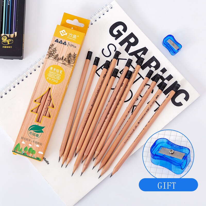 12 Stks/set Schets Potlood Hexagon Houten Lood Hb Potloden Student Kinderen Tekening Potlood School Zwart Schrijven Briefpapier