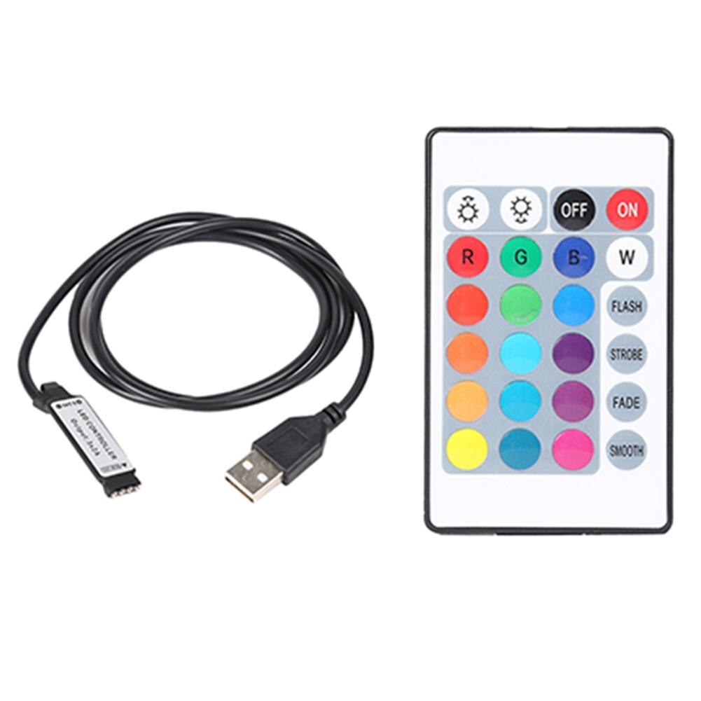 IR 24 Keys USB LED Light Strip Remote Controller w/5-24V USB RGB Controller: 1m