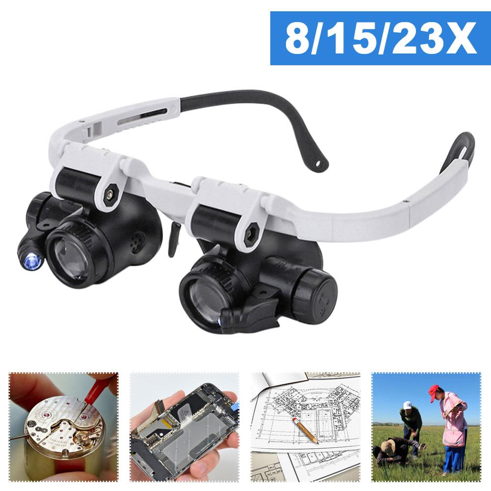 8x15×23 Jeweler Watchmaker with LED Light Magnifying Glass Magnifying Glass Glasses Reading LED Magnifying Home Glasses