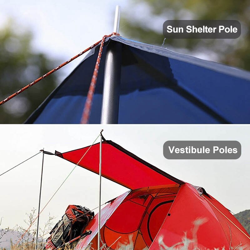 Desert &amp; Fox-varilla de refugio solar para acampar, 1 par, postes de vestíbulo, Poste de soporte de lona, accesorios de Camping, palos de 2m, 2,5 m