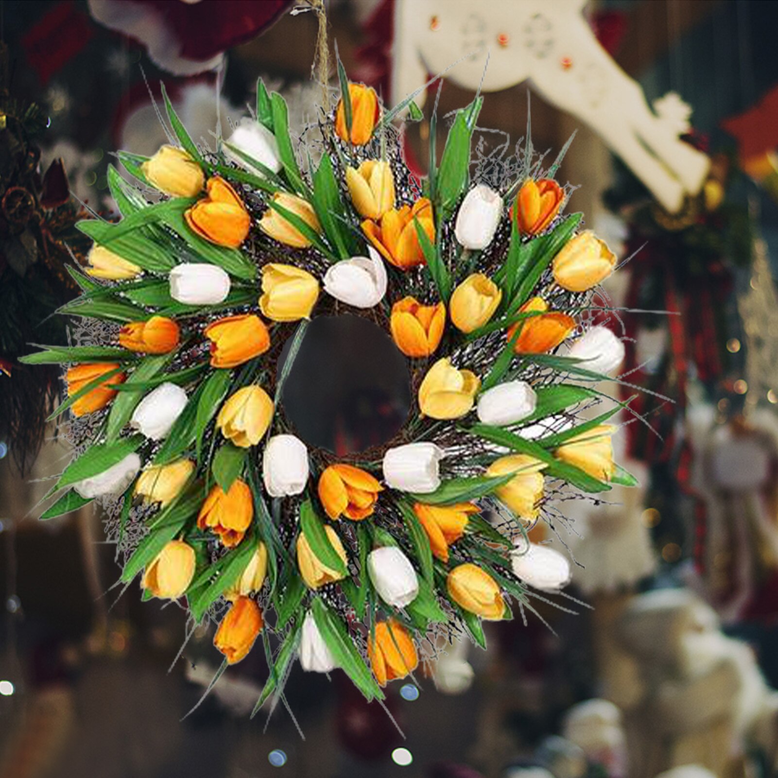 Tulip Wreath 12 Inch Wreath For Front Door Spring Summer Fall Wreaths All Year Around For Outdoor Indoor Door Wall Window