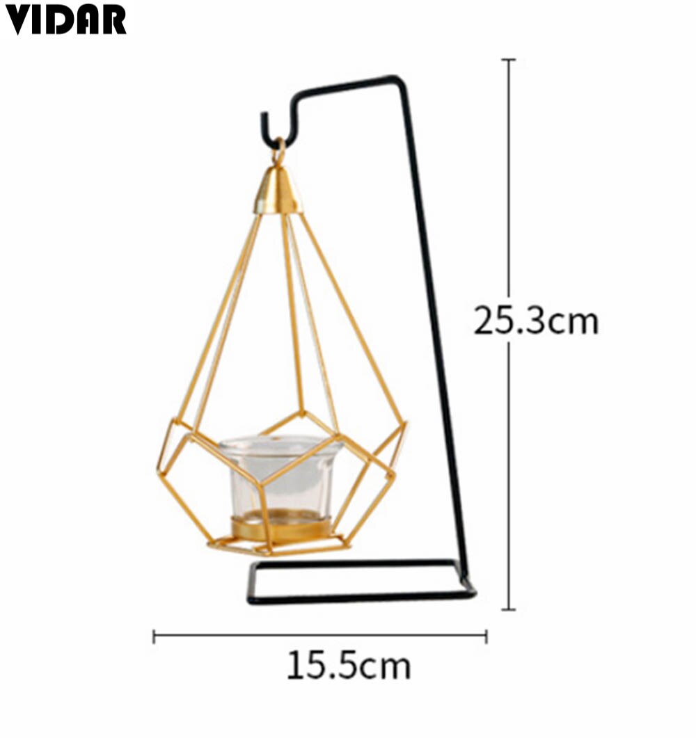 VIDAR-portavelas geométricos de hierro forjado, cesta colgante de Metal artesanal, candelabro de mesa: A