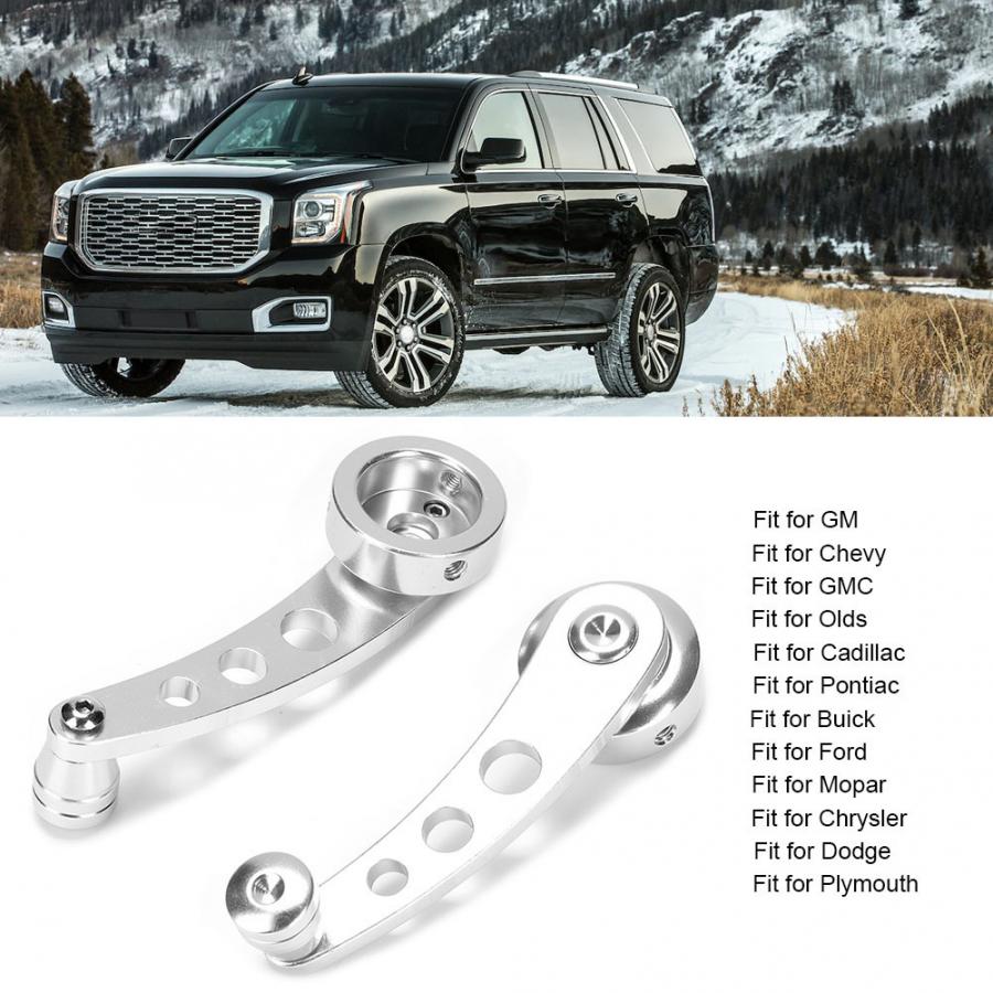 Silver 3in CNC Aluminum Alloy Window Crank Handle Kit Fits for Chevy Auto Accessory Window Crank Handle