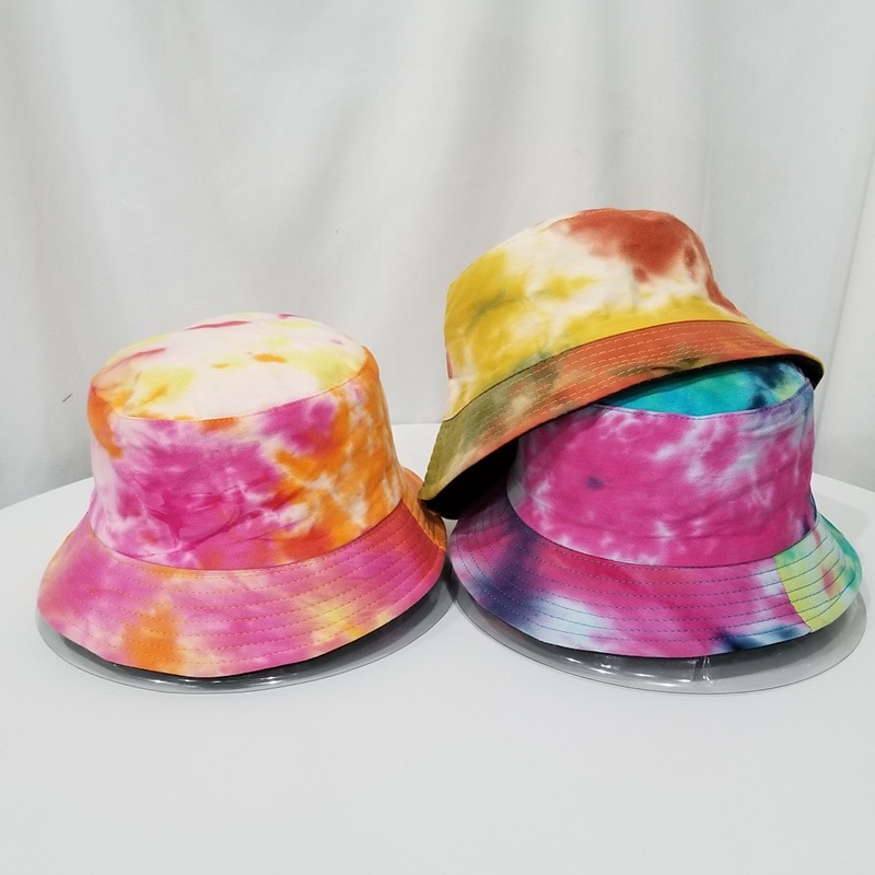 Unisex sommar vändbara svart vit regnbåge färg tryckta fiskare kepsar hink hattar gorro pescador män kvinnor