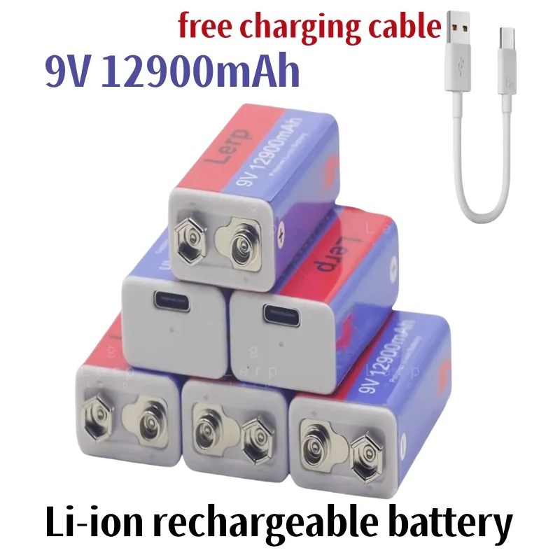 Rechargeable Lithium-ion Battery, 9V, 12900mAh, Mini USB, Toy Microphone, Remote Control, KTV Usage, Multimeter, ,