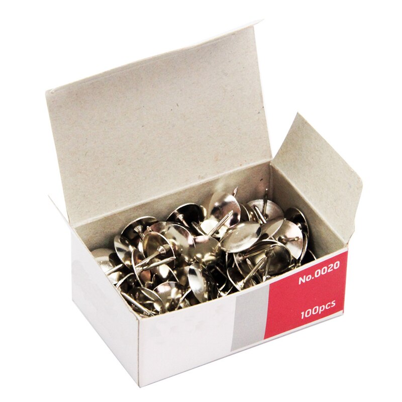 100 unids/caja de de Metal pulgar tachuela tablón de anuncios papel fijo empuje aguja pines Oficina suministros de encuadernación