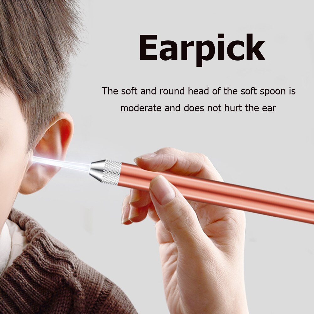 Lysende ørepind synlig øre ske rengøringsmiddel ørevoksfjerner til børn / voksne øre rengøringsmiddel værktøj vatpinde plukker fjerner øre bil