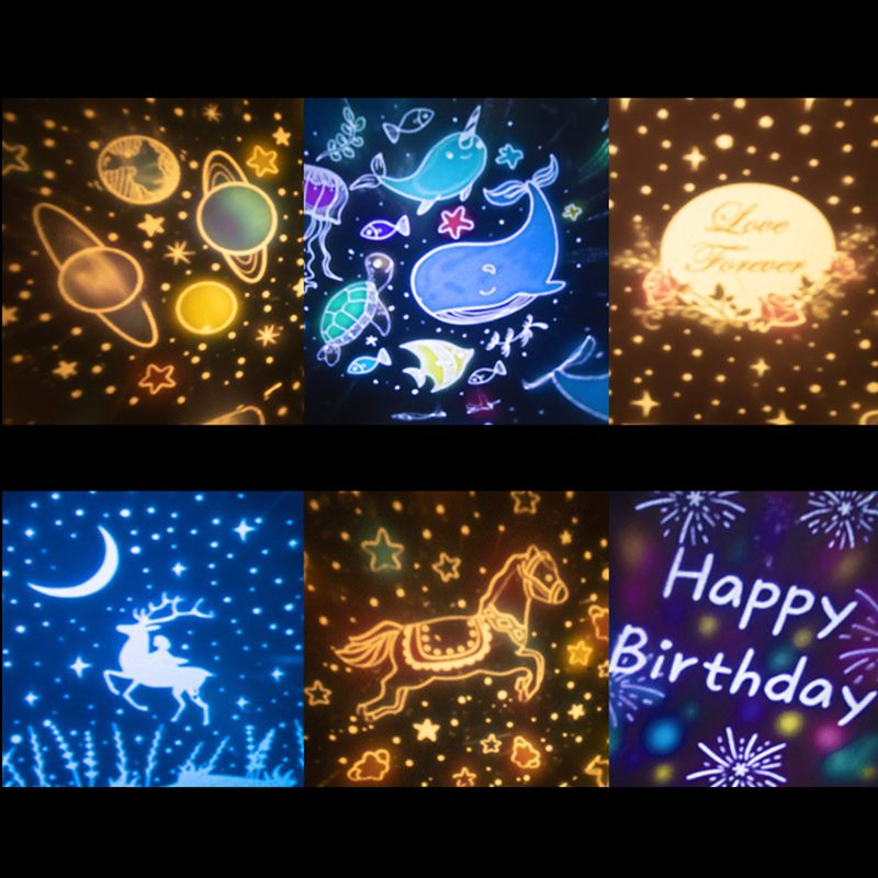 6 Patterns LED Projector Star Moon Night Light Sky Rotating Operated Nightlight Lamp For Kids Baby Bedroom Nursery Christmas