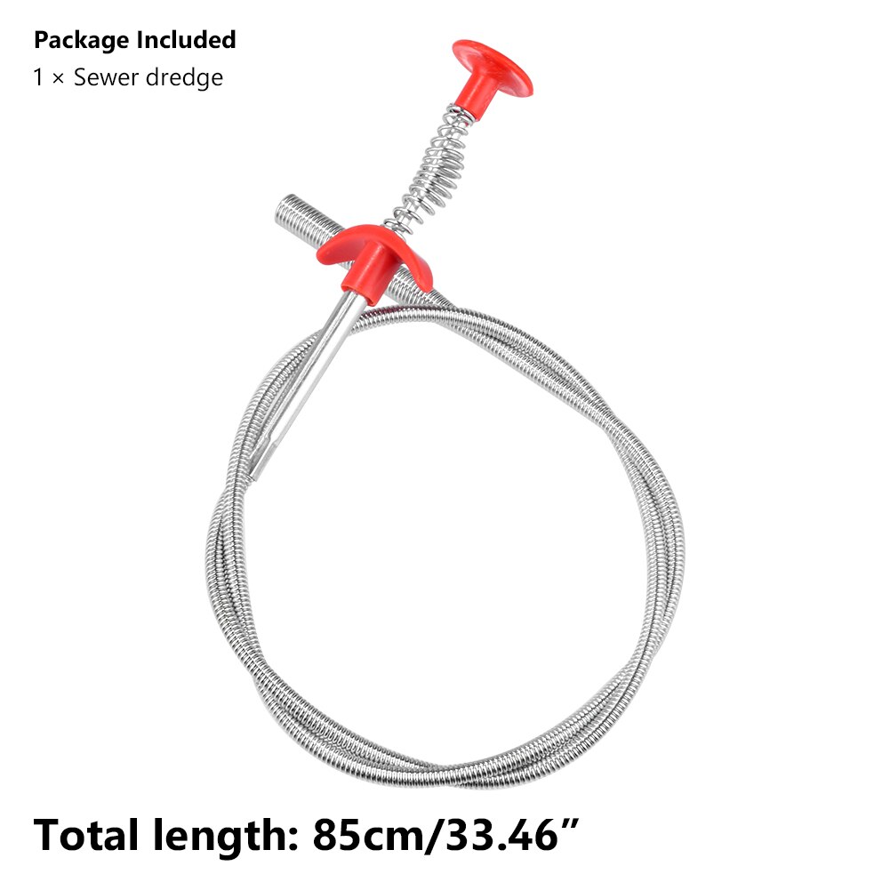 85cm Sink Sewer Cleaner Spring Pipe Dredging Tool Drain Clog Tube Hair Cleaner Hook Hair Catcher for Kitchen Bathroom Sink Sewer