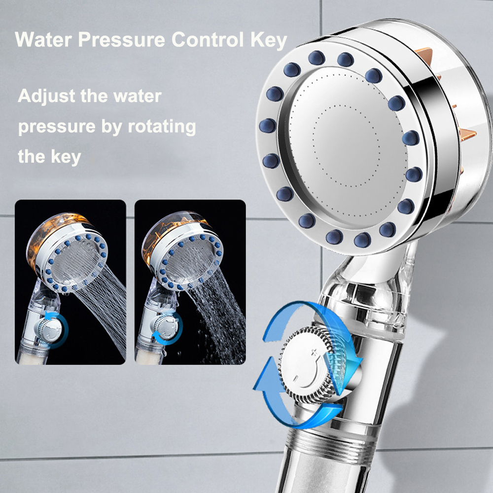 Zloog ABS Bathroom Handheld Shower Head with Stop Button Pressurized Turbo Nozzle Water Saving High Pressure Fan Shower Head
