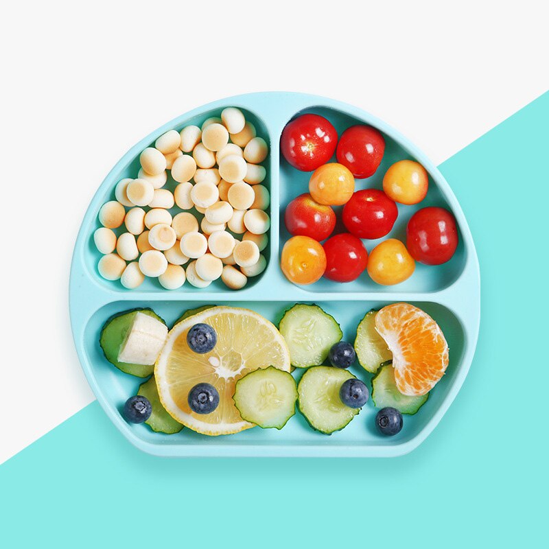 Xcqgh Food Grade Silicone Baby Kinderen Servies Schotel Vork Lepel Bib Set Babyvoeding Producten Plaat: green dish