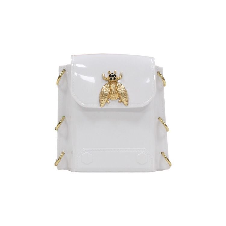 spring and summer mini bee bag shoulder messenger jelly bag live bag: White