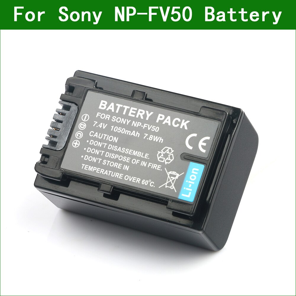 2 Batterie NP-FV50 + Caricatore Doppio LCD Per Sony HDR-CX220/CX320E/PJ330