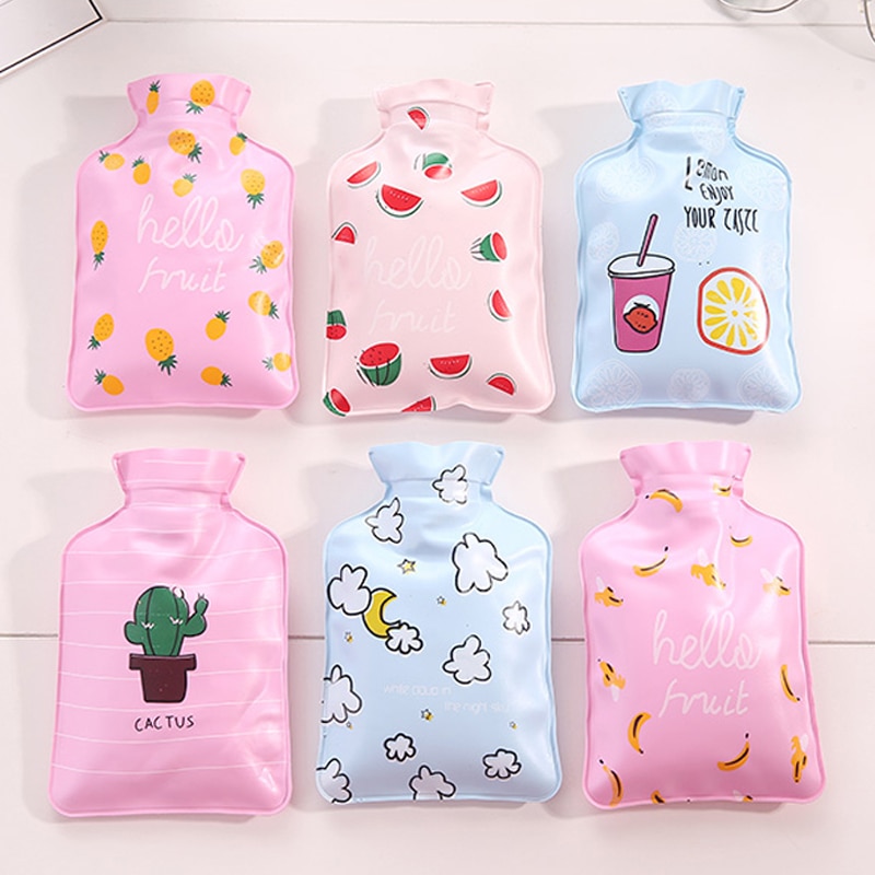 Mały uroczy termofor pojemnik na butelki poręczne perły wykończone tkaninami wypełniony wodą typ ciepły skarb dłoni 10.5*15.5cm