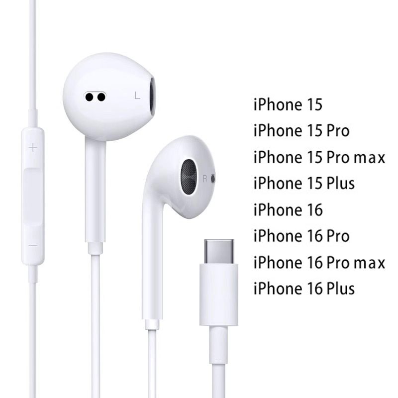 type c kablede øretelefoner til eple iphone 15 pro max i-øre med mikrofon til sumsung onepuls xiaomi redmi huawei usb c musikkørepropper: Hvit