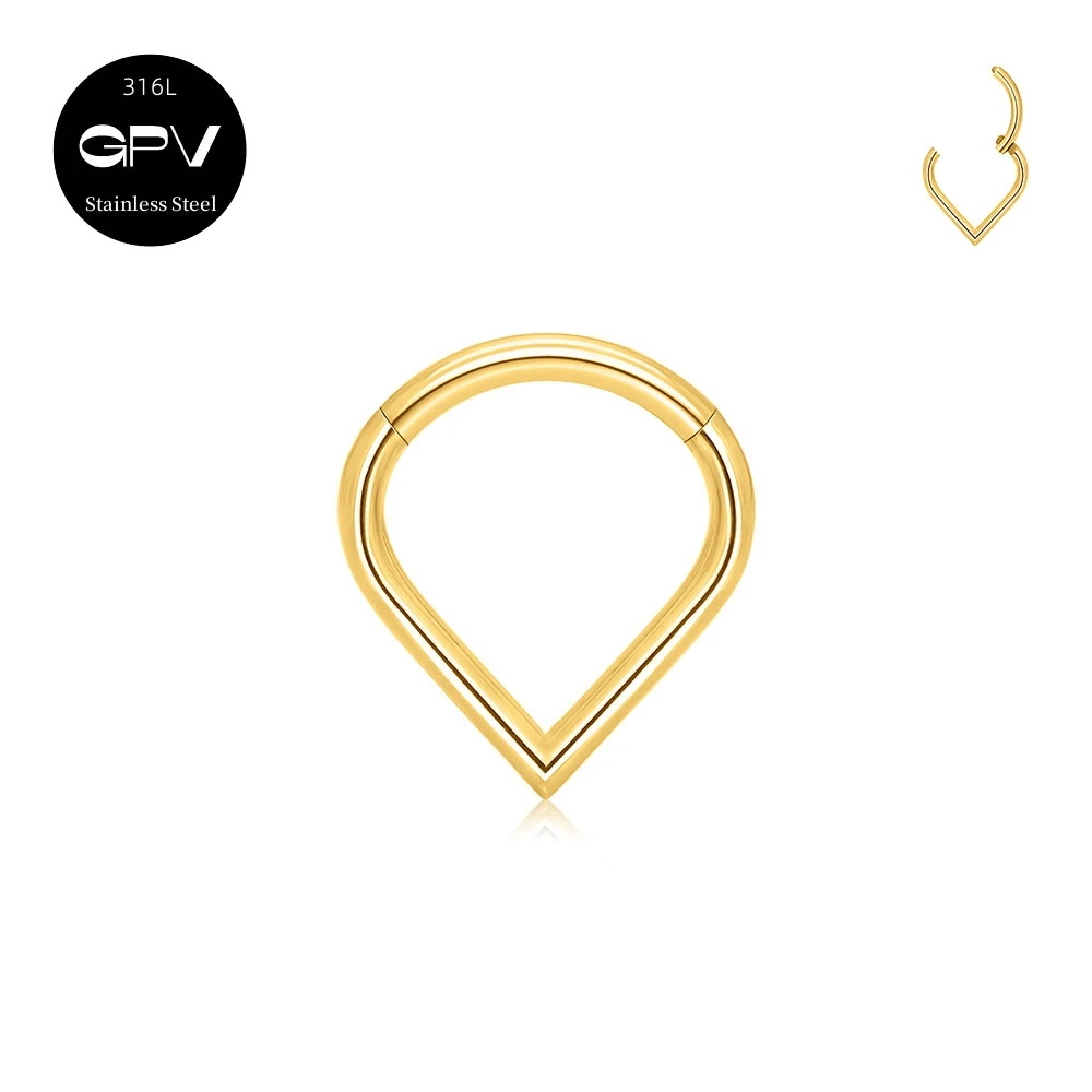 1/10 Uds. Anillo de nariz de gota en forma de corazón de acero inoxidable 316L 16G con incrustaciones ZC pendientes de joyería perforados para hombres y mujeres anillo de tabique: Blanco / Zinc negro plateado
