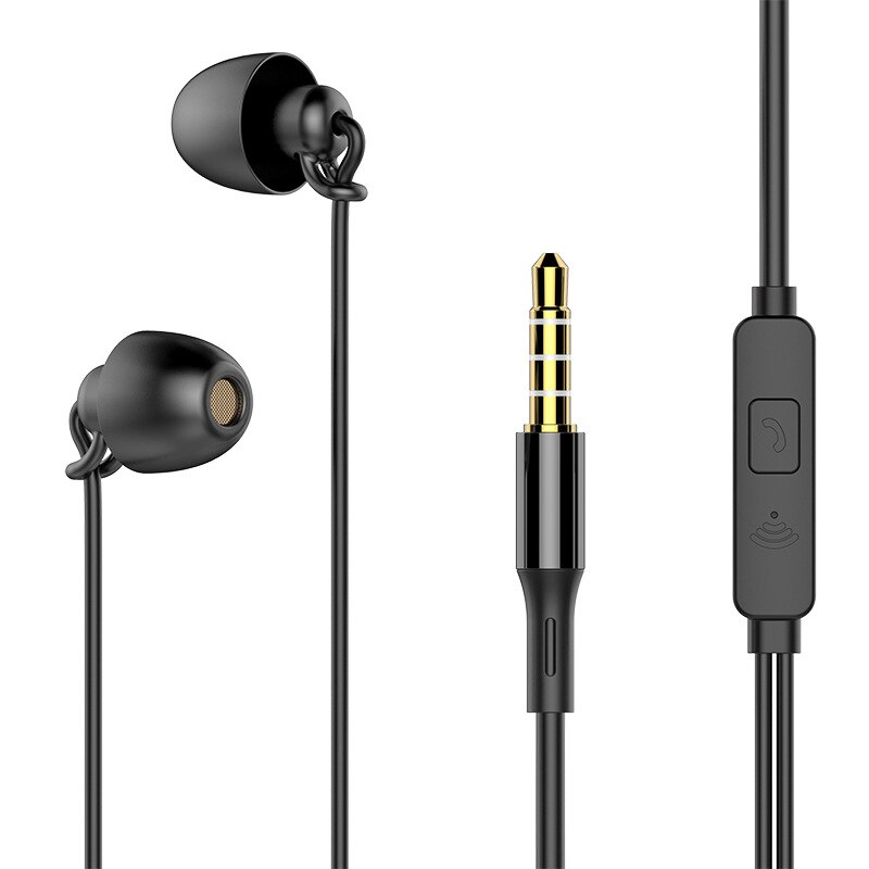 Sono fone de ouvido de alta fidelidade macio silicone lado dormir isolamento acústico não pressão orelha in-ear fone de ouvido do telefone móvel com cabo de trigo: A5 Sleep Headset  with Wheat  Ordinary Version  Black  with Wheat  
