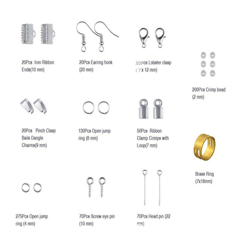 912 stk / æske smykker gør starter kit sæt til øreringe armbånd halskæde fund diy håndværk smykker gør forsyninger kit