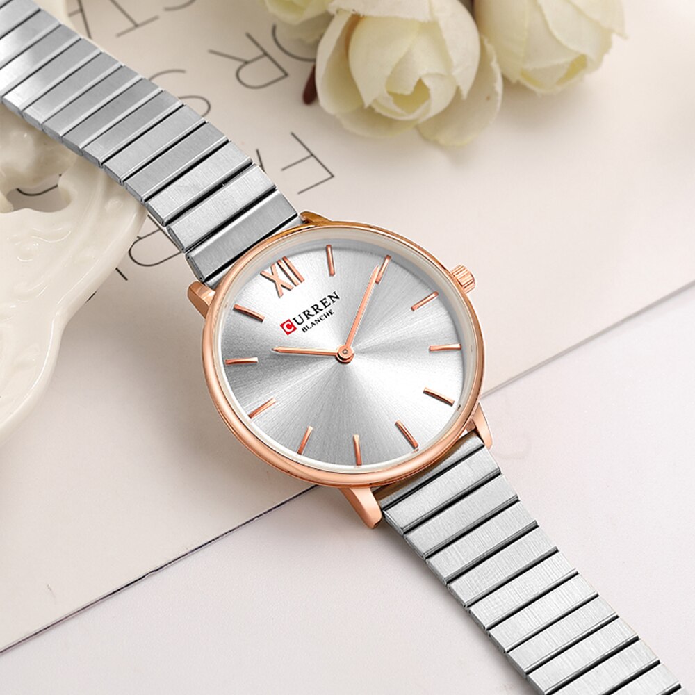 CURREN Luxe Vrouwen Horloges Rose Gold Analoge Quartz Horloge Vrouwelijke Klok Dames Roestvrij Stalen Horloge relogios feminino