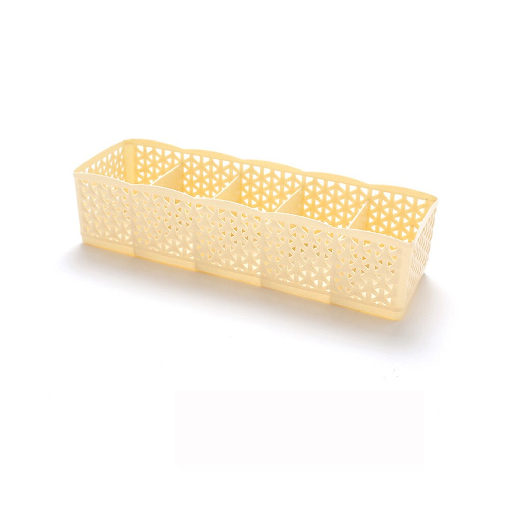 5 Grids Plastic Rotan Organizer Opbergdoos Tie Ondergoed Bra Sokken Drawer Cosmetische Divider Housekeeping Container Organisatoren: Yellow 