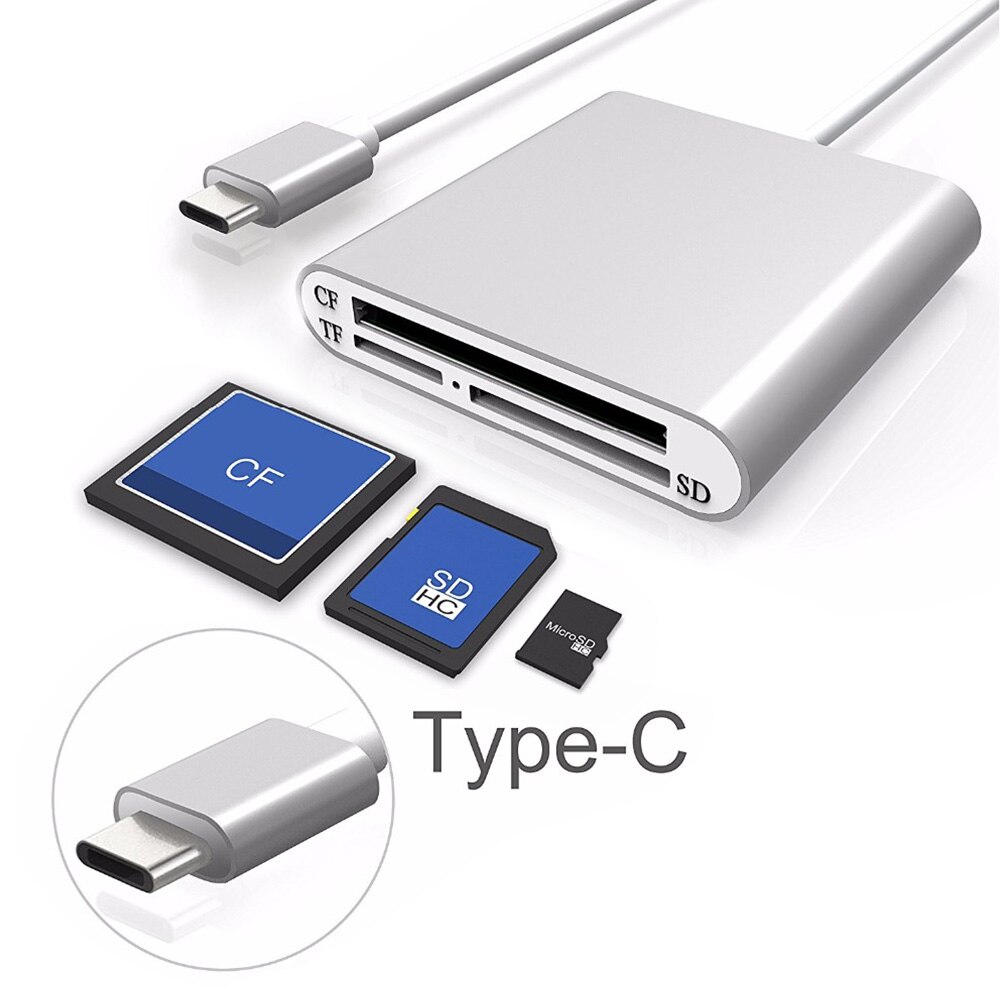 All in 1 USB Type C naar CF SD TF Camera Externe Kaartlezer voor Macbook Pro Air Telefoon OTG USB-C Apparaten Super Speed