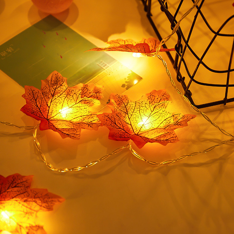 Fairy LED Maple Leaves String Battery/USB Powered Fall Autumn Plants Garland Fence Party Stair Railing Decoration 2M/3M