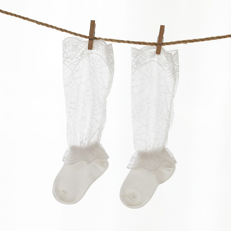 Baby Mädchen Spitze Knie Hohe Socken Süße Spitze Strümpfe Säuglinge Kleinkinder Kleid Nicht Unterhose Lange Socken: Süss Orange Weiß / 6zu12 Monate