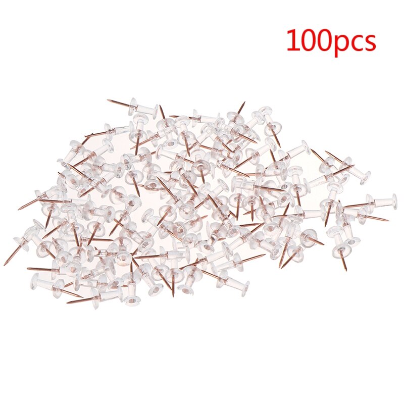 100pcs/lot Transparent Rose Gold Push Pins Thumb Thumbtack Board Pins Drawing Photo Wall Studs School Office Supplies
