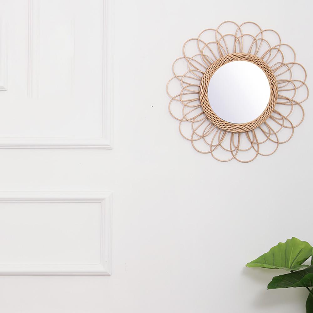 Rattan Wall Hanging Innovative Art Decoration Round Makeup Mirror Dressing Bathroom Bathroom House Wall Decor Mirror