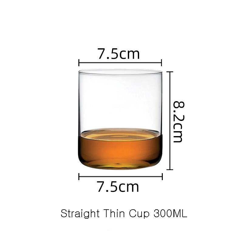 Turkish Lead-free Crystal Whiskey Glass, Home Classical Wine Glass Bar: Straght thin 300ML