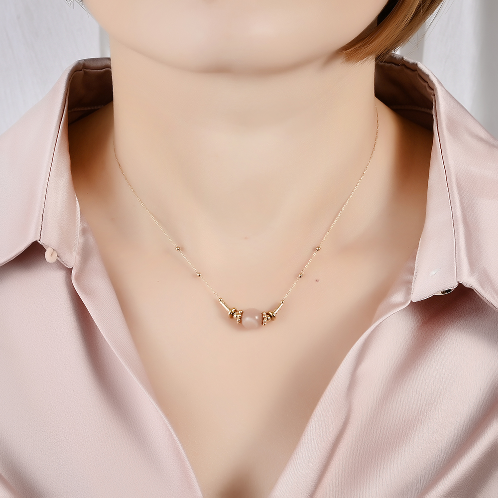 Geschikt Voor Het Dragen Van Meisje Klassieke Franse Stijl Alle Seizoenen Fijne Handgemaakte Kralen Lapis Lazuli Waterdichte Duurzame Stalen Kettingen