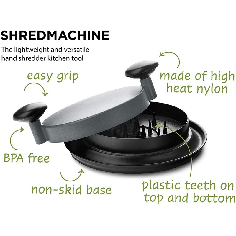 Kip Shredder Shred Machine Vlees Shredder Voor Pulled Pork Rood Rundvlees En Kip Vaatwasmachinebestendig (2 Stuks Grijs)