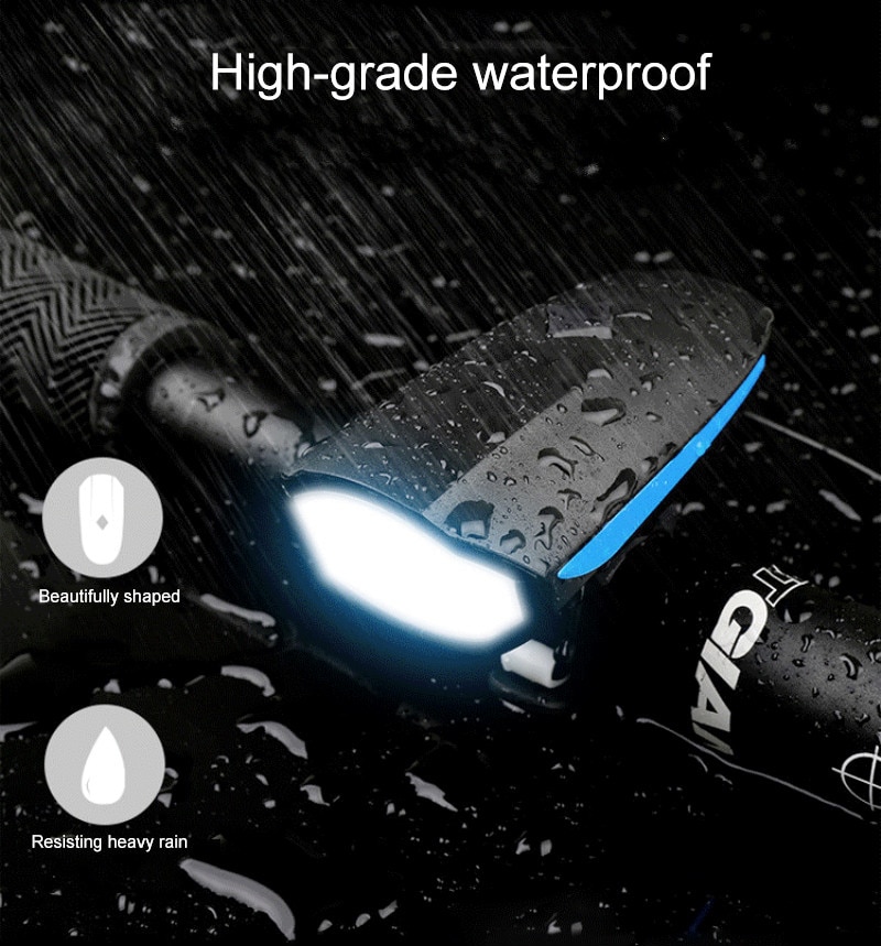 Vélo USB charge lampe de poche vélo klaxon lumière phare trois Flash modèles 1200 MAh vélo corne IP44 lumière LED waterproof