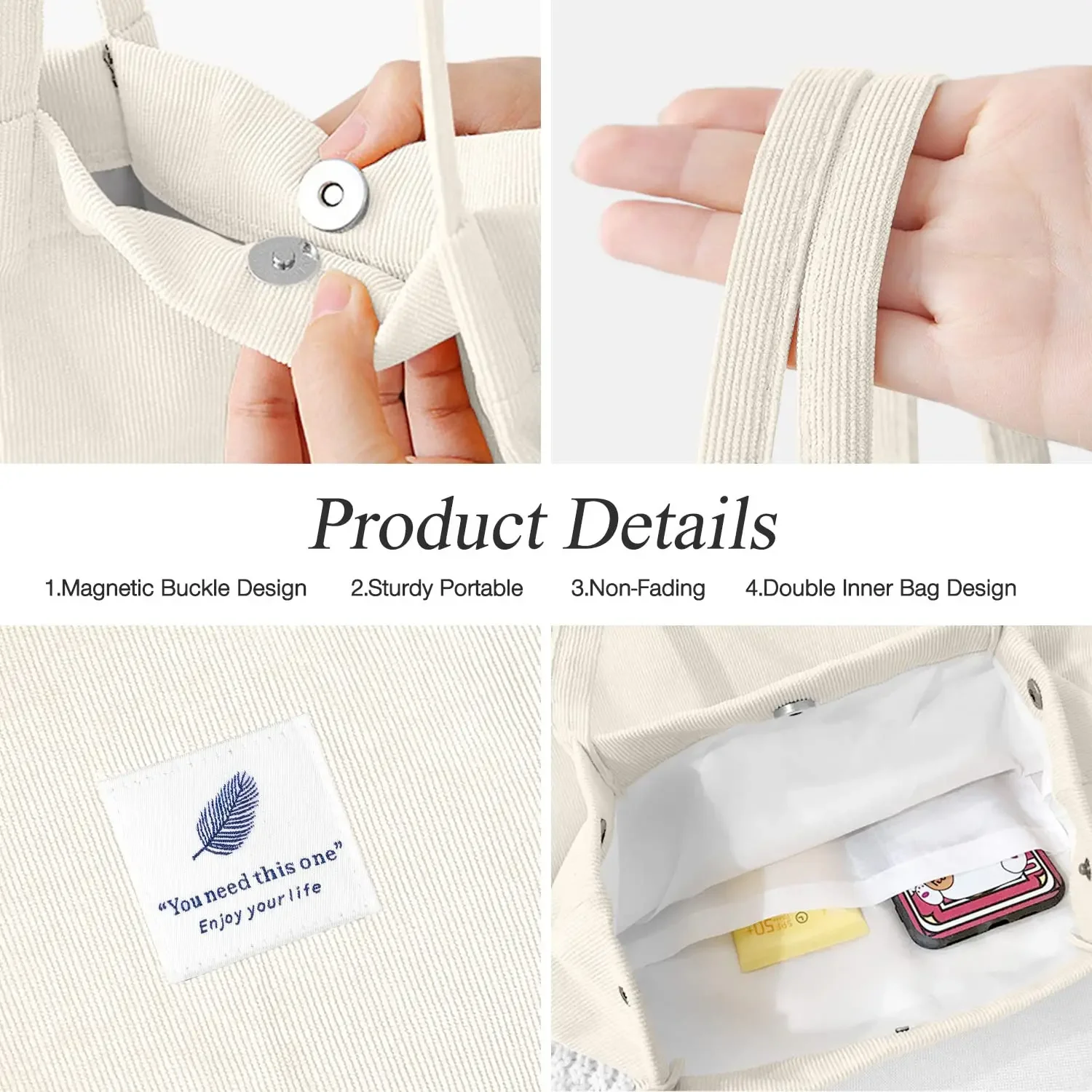 Bolsos de mano de pana de gran capacidad para mujer, bolsos simples a rayas para uso diario en viajes, bolsos de mano esponjosos, para mujeres y niñas