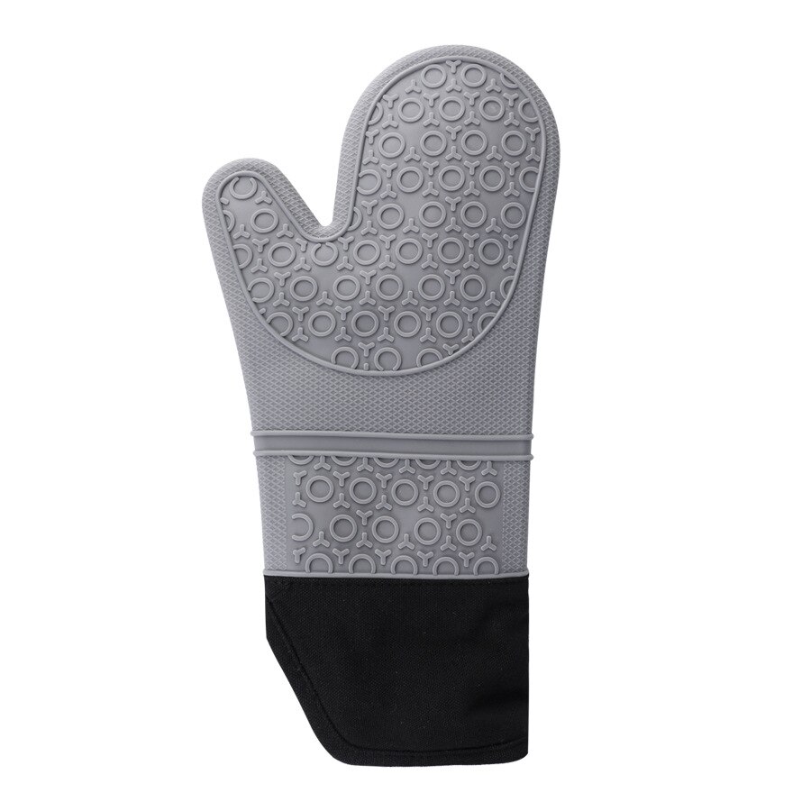 Doppel Schicht Backen Handschuhe Wärme-Beständig Silikon Handschuhe mit Baumwolle Küche Backofen Handschuhe Mikrowelle Handschuh Nicht-Unterhose Topf Halfter: 1Stck grau