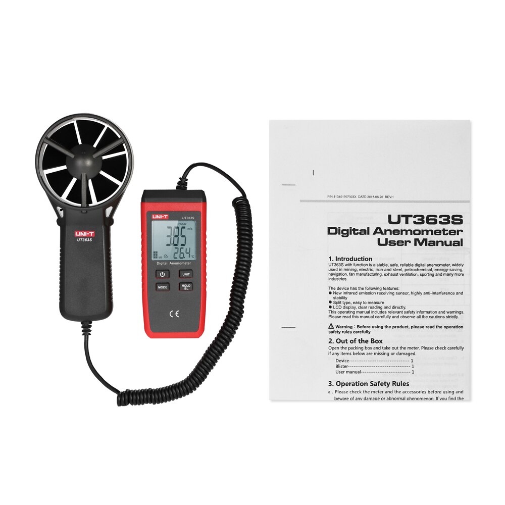 UNI- T UT363S Anemometer Mini LCD Digital Anemometer Handheld Wind Speed Meter Air Velocity Temperature Tester