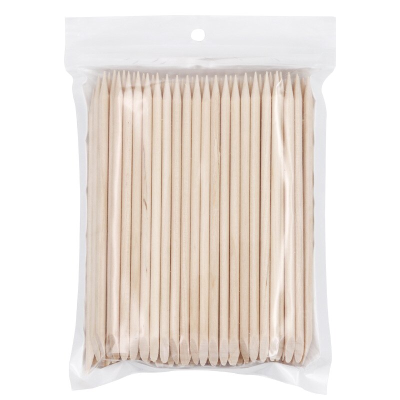 100 stuks/pak nagelriemduwer houten stokjes nagelriemduwer make-upremover manicure pedicure verzorgingstool: Default Title