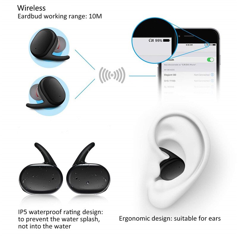 Y30 Draadloze Oortelefoon 5.0 Tws Headphons Bluetooth-Compatibel Oordopjes Oordopjes Stereo Gaming Headset Met Opladen Doos Voor Telefoon