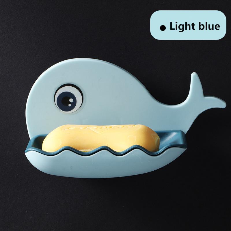 Forma de ballena de la caja de jabón de baño jabón plato bandeja de placa de almacenamiento de baño jabón funda, soporte de baño Baño Gadgets: Light Blue