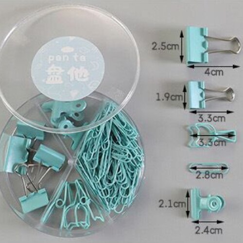 80Pcs/lot Color Binder Clips Set Mint Green Pink blue Multi Paper Clips Kawaii Stationery Office Accessories School Supplies: green