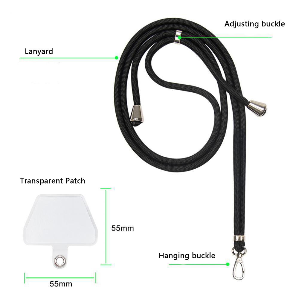 Phone Lanyard Anti Lost Lanyard Strap Universal Adjustable Detachable Colorful Neck Cord Phone Safety Tether Keychain Chain Rope: Black