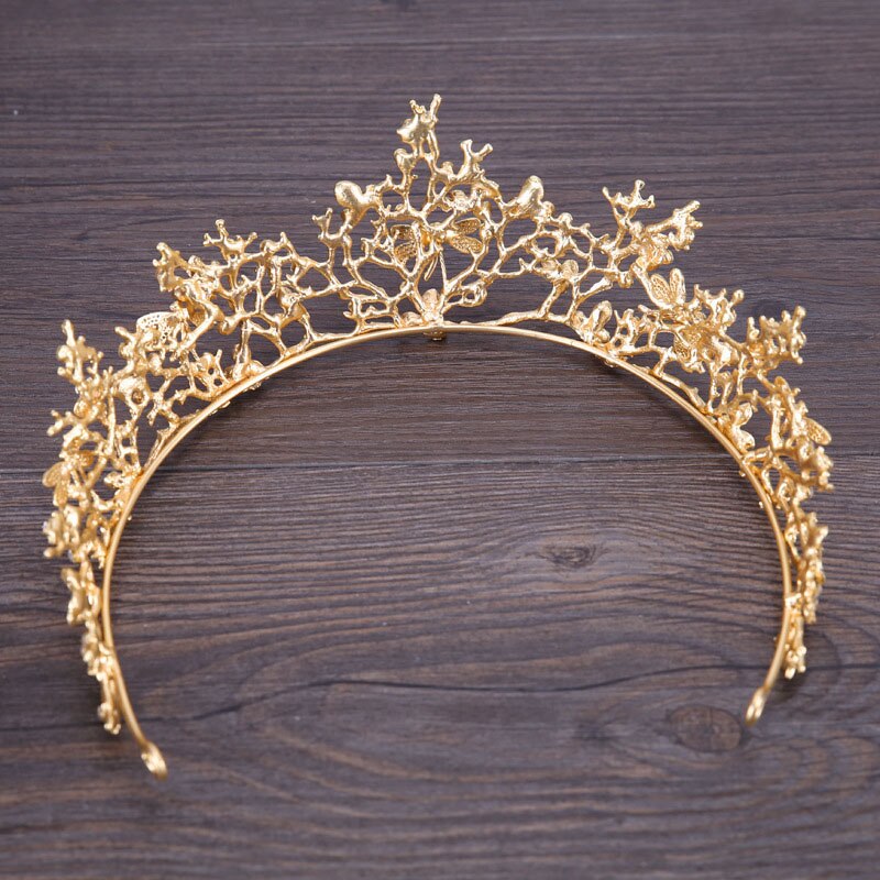 Tiara 'S En Kronen Voor Bruid Bruiloft Haar Accessoires Barokke Gouden Kroon Tiara Koning Koningin Diadema Metal Dragonfly Hoofddeksels