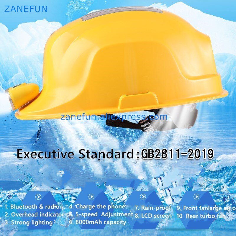 Solar Fan Safety Helmet With LCD Display Light Power Bank Safety Hard Hat Protective Cap Construction Workplace Outdoor Working
